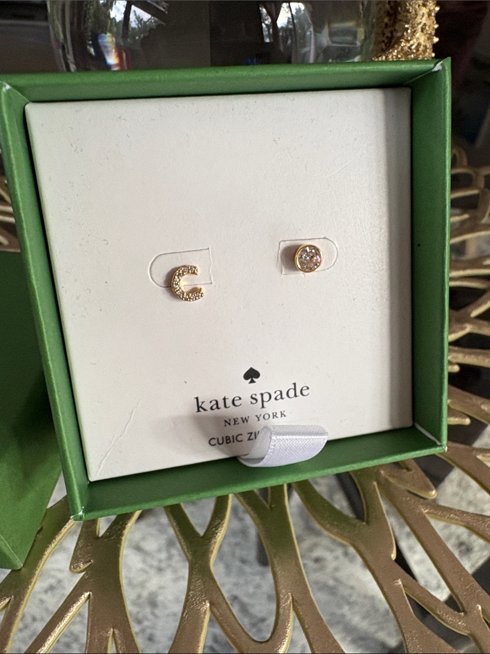 Kate Spade Gold One In A Million Stud earrings
New in box initial C